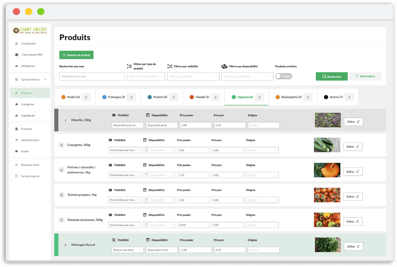 Products editions admin