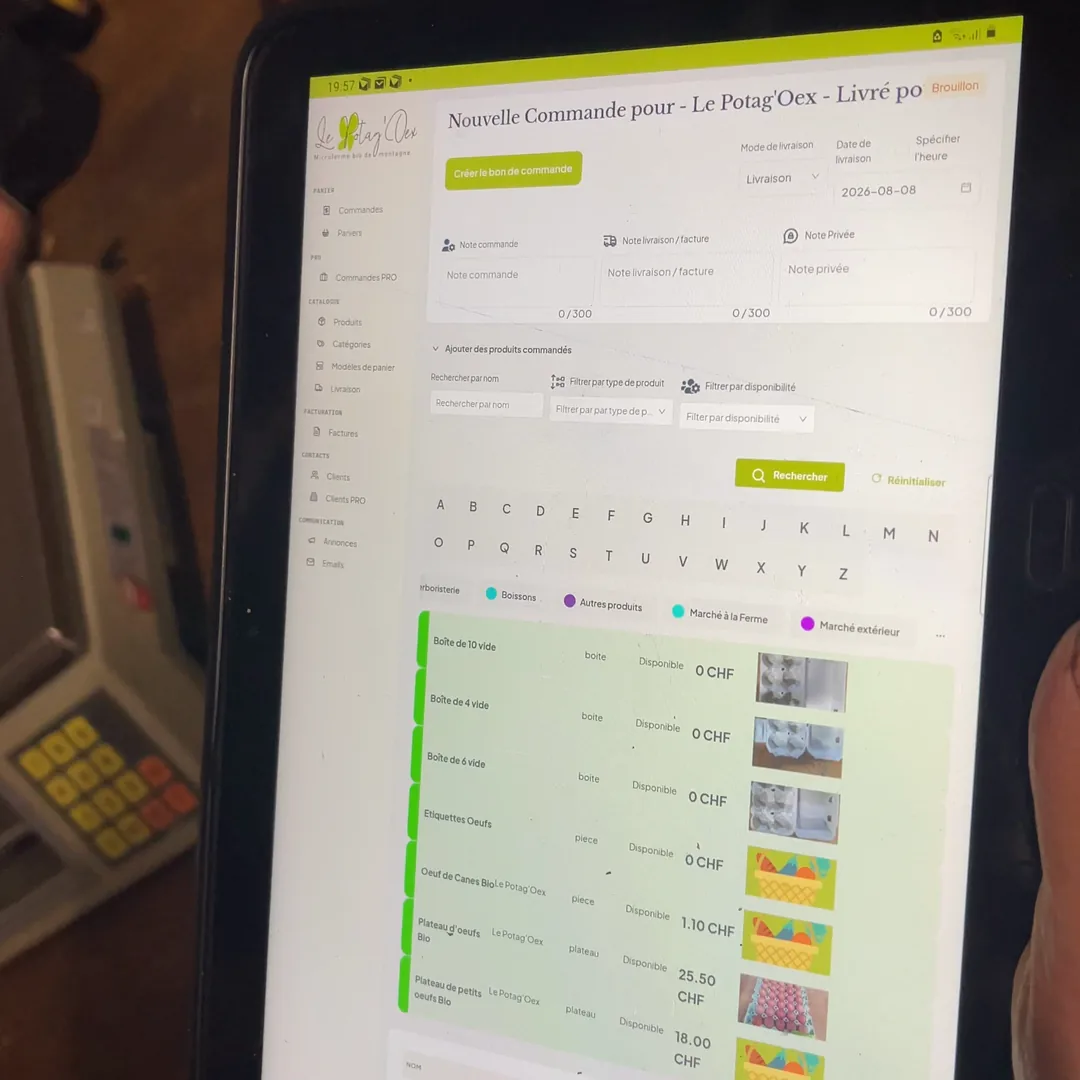 Une nouvelle commande à l’écran de la tablette, au Potag’œx